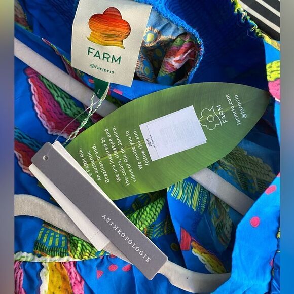 NWT FARM Rio Blue Banana Midi Dress Size S - Picture 13 of 16